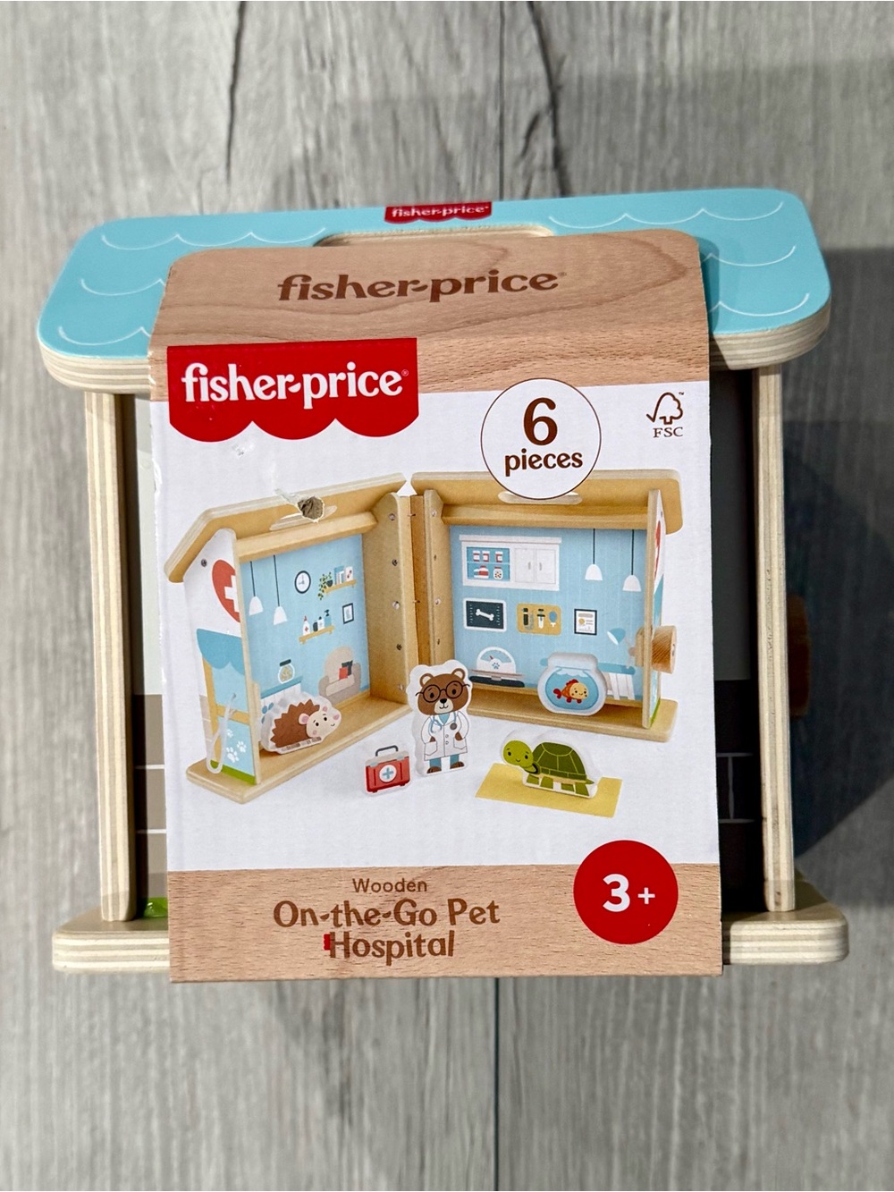 Fisher-Price Light Blue Wooden Pet Hospital Playset